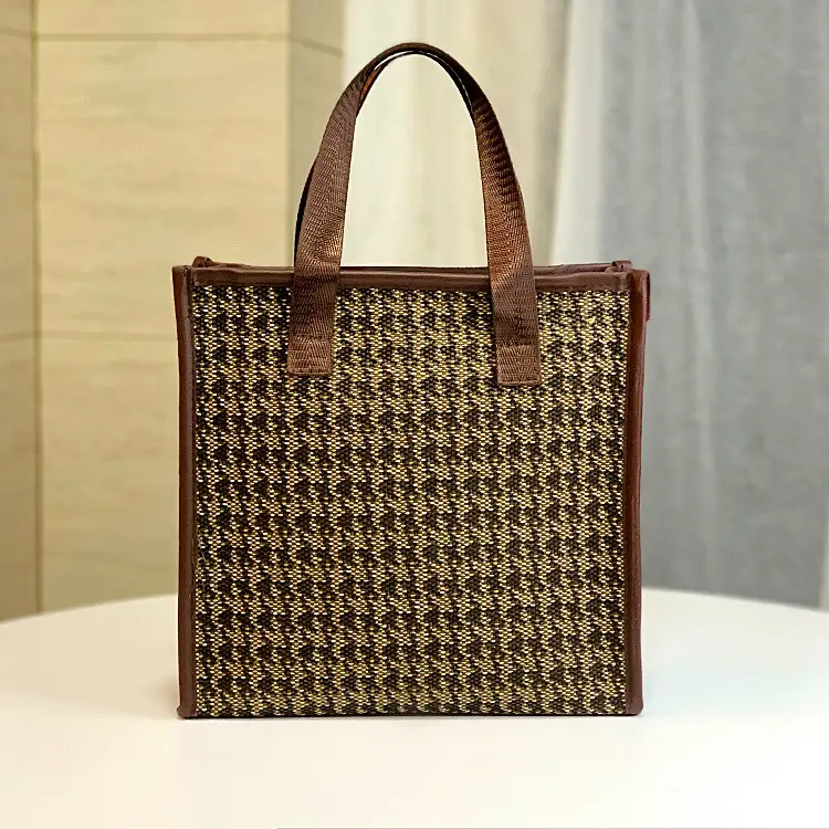 Black Letter French Style Cosmetic Bag Handbag Lunch Box Bag - Image 7