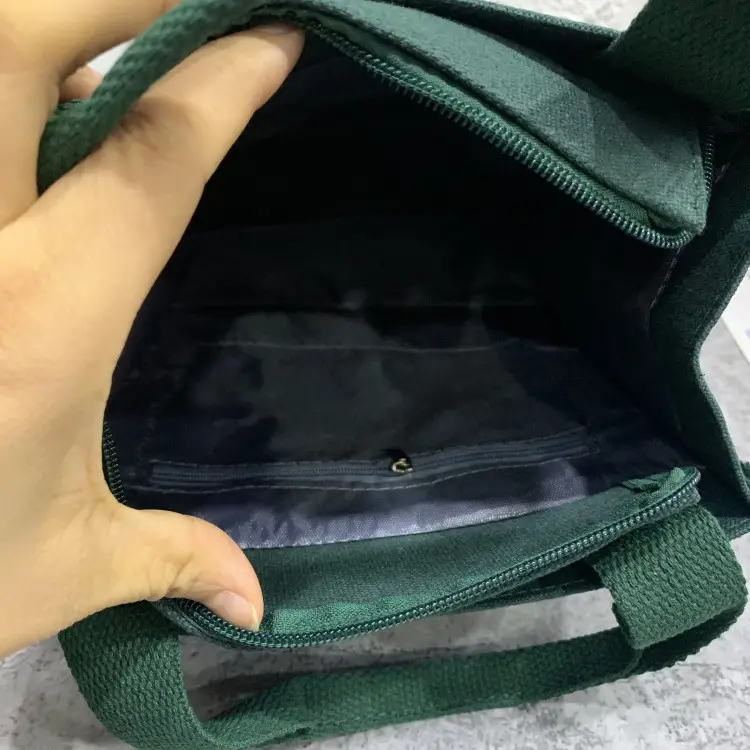Portable Japanese Canvas Lunch Bag Unisex Green - Image 7