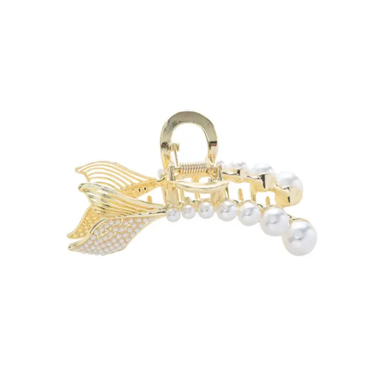 Gold Pearl Fishtail Hairpin Small Grab Clip for Women - Image 16