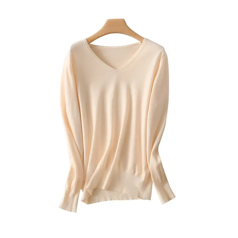 Women V-Neck Pullover Long Sleeve Knit Warm Winter Wear - Image 19