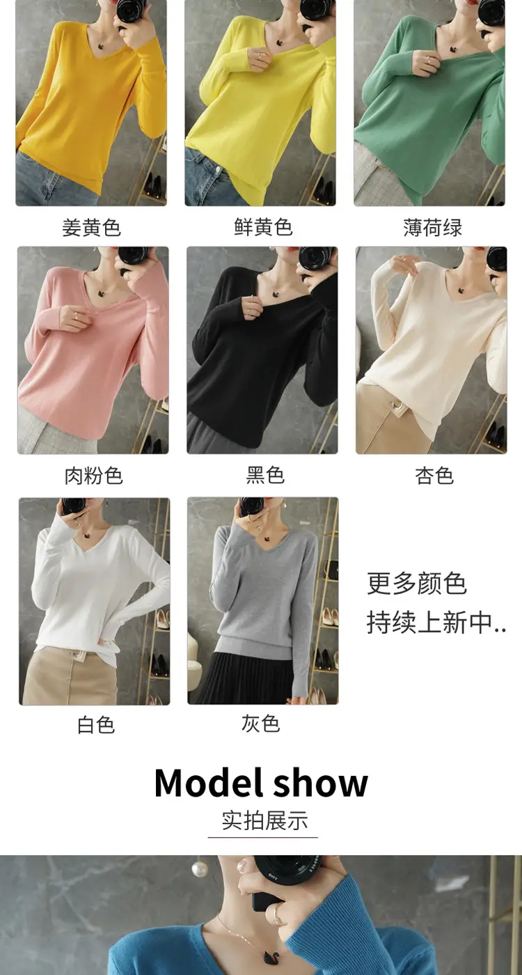 Women V-Neck Pullover Long Sleeve Knit Warm Winter Wear — feature 6