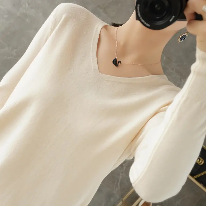 Women V-Neck Pullover Long Sleeve Knit Warm Winter Wear - Image 14