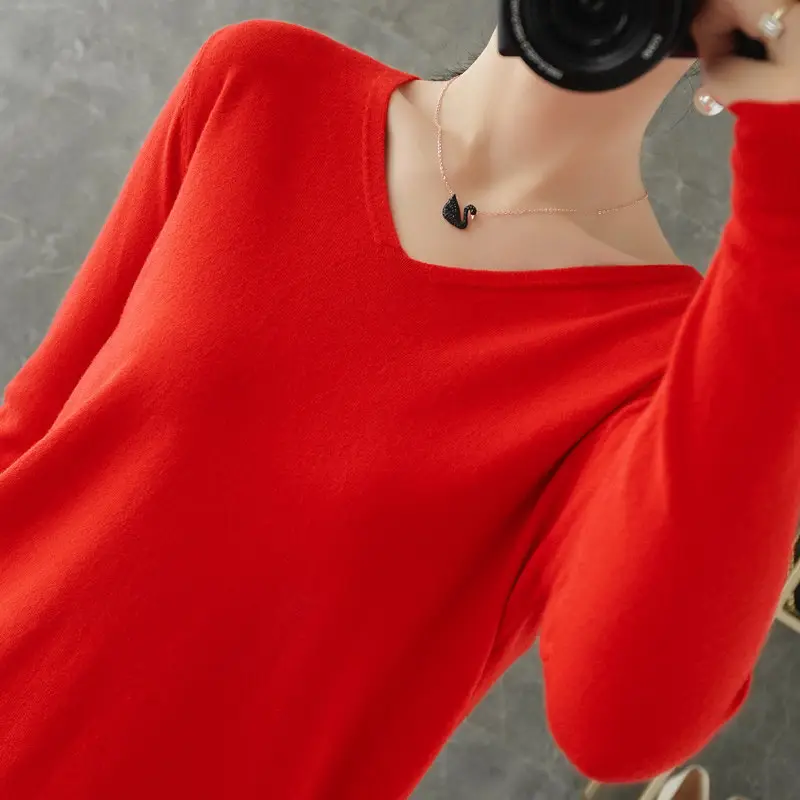 Women V-Neck Pullover Long Sleeve Knit Warm Winter Wear - Image 5