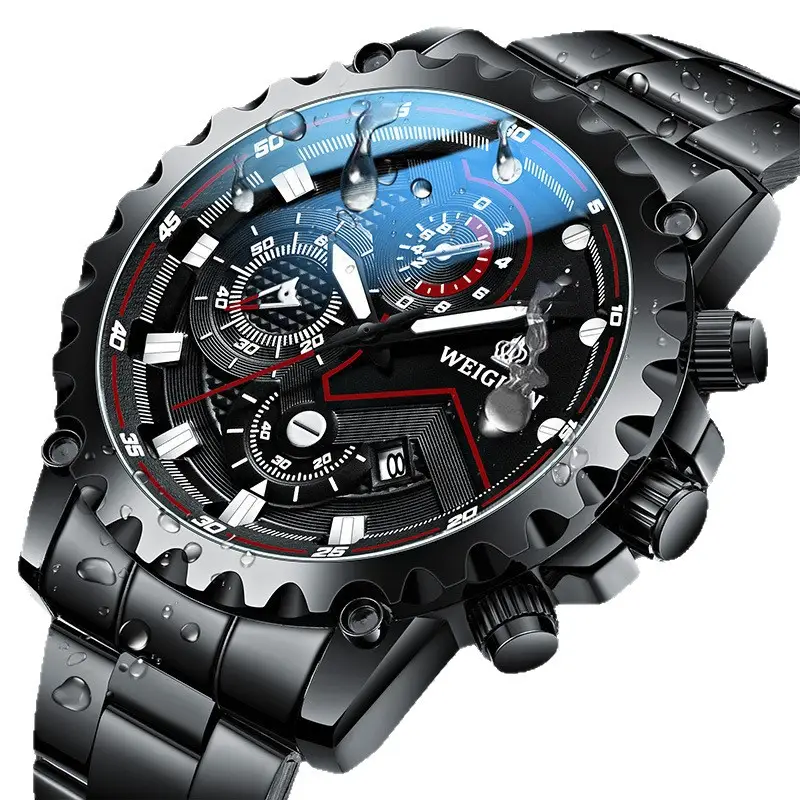 Men's Blue Chronograph Watch with Calendar & Leather Strap - Image 10