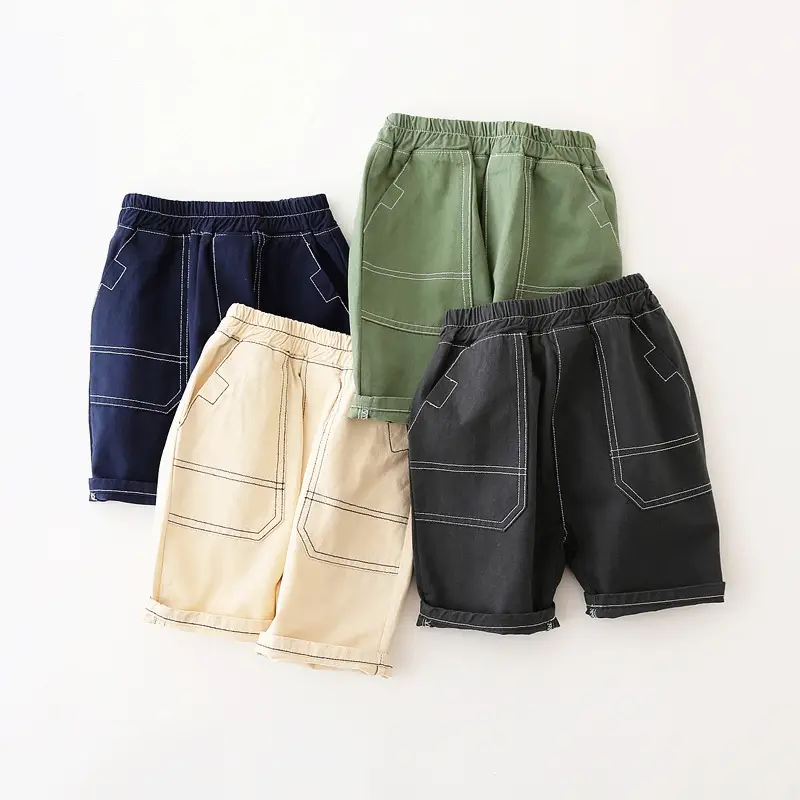 Kids Green Cotton Shorts 2024 Summer Casual Pants - Image 6