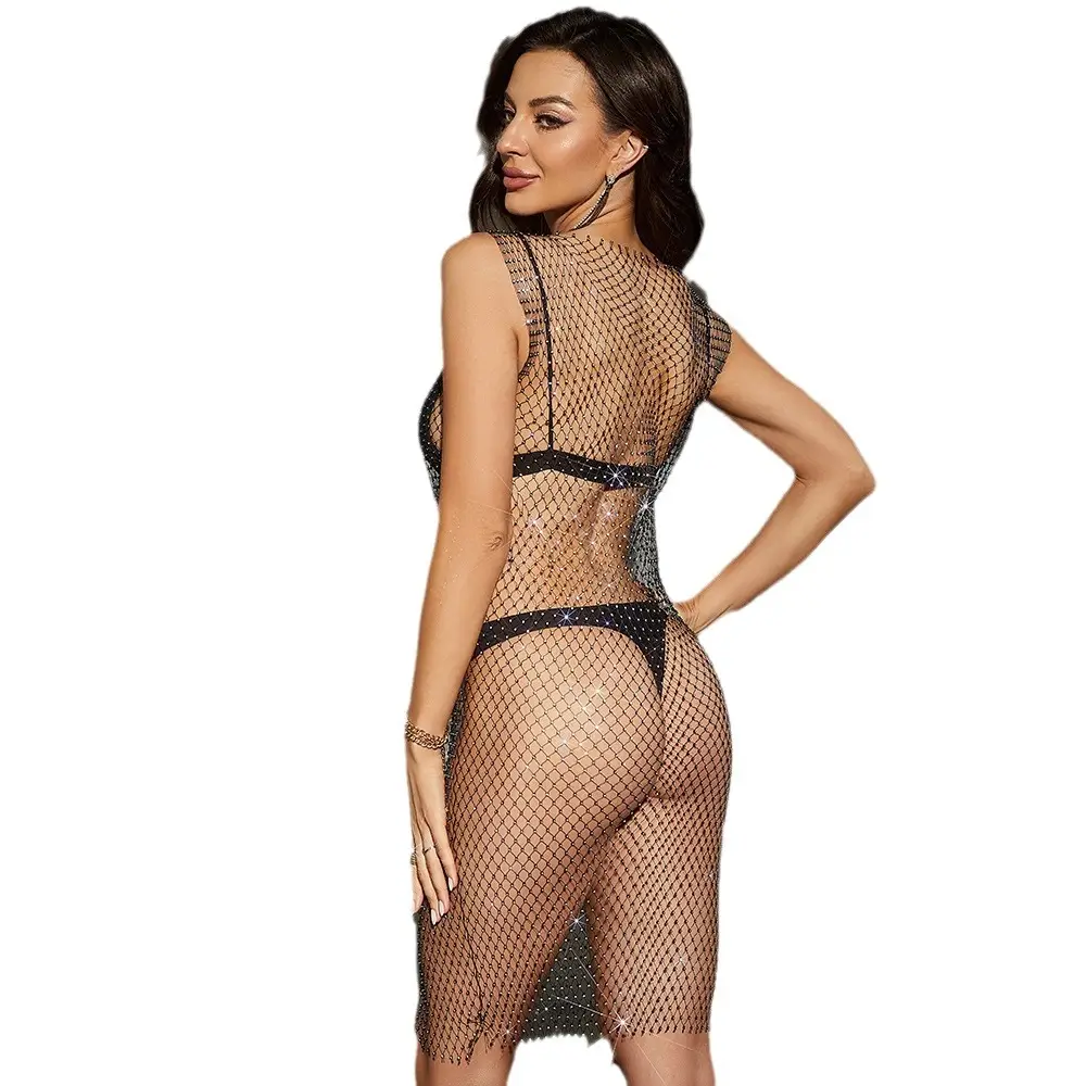 Women Rhinestone Fishnet Top Dress Hot Selling 2026 - Image 23