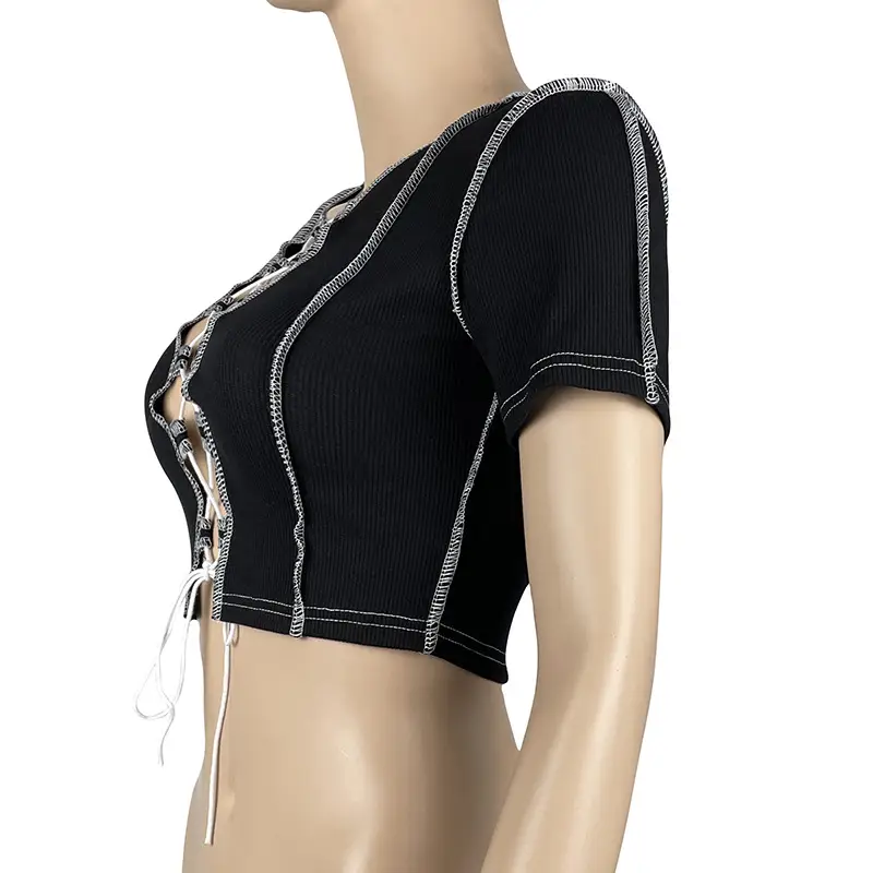 Black Mesh Crossback Short Sleeve T-Shirt