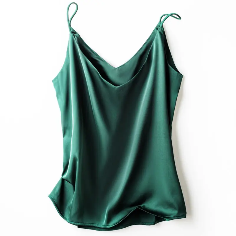 Women's White Satin V-Neck Camisole with Silk Bottom - Image 14