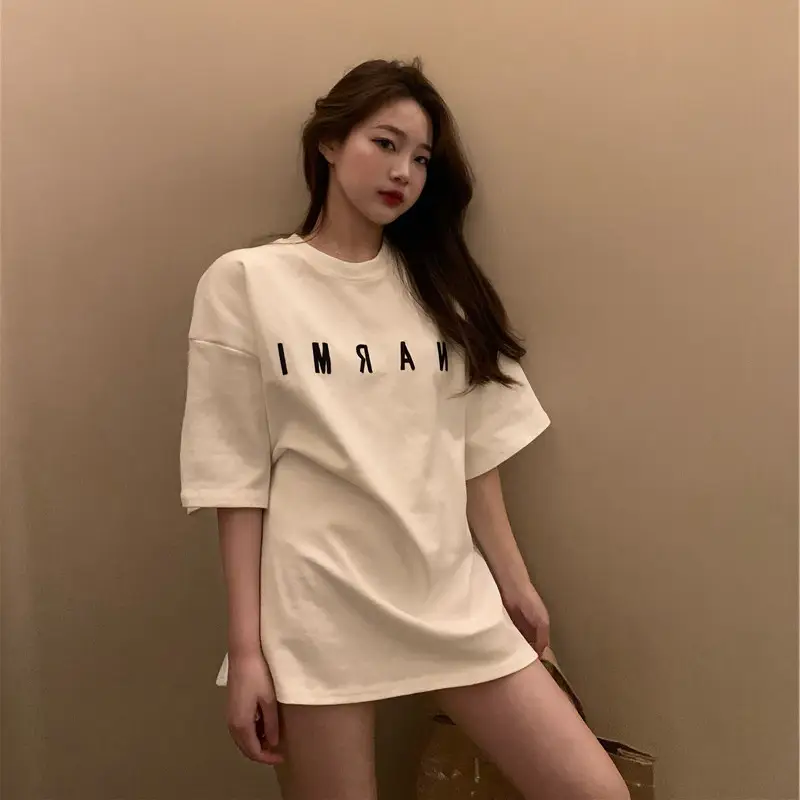 Women Black Letter T-Shirt Mid Length Summer 2025 — feature 5