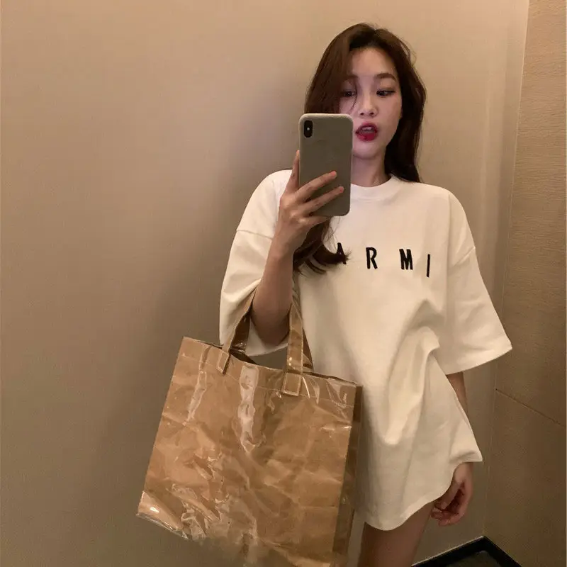 Women Black Letter T-Shirt Mid Length Summer 2025 — feature 6