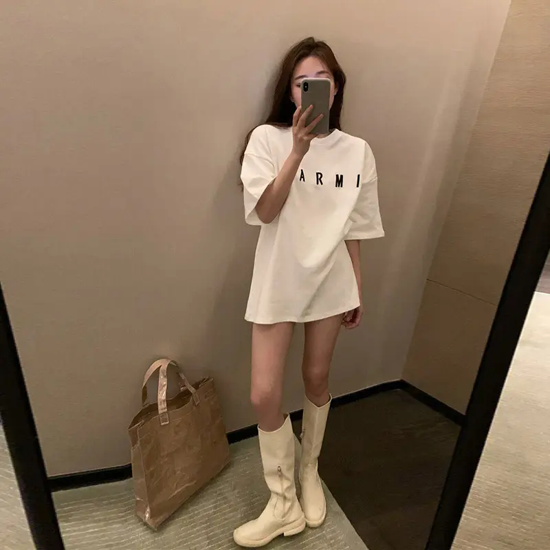 Women Black Letter T-Shirt Mid Length Summer 2025 — feature 7