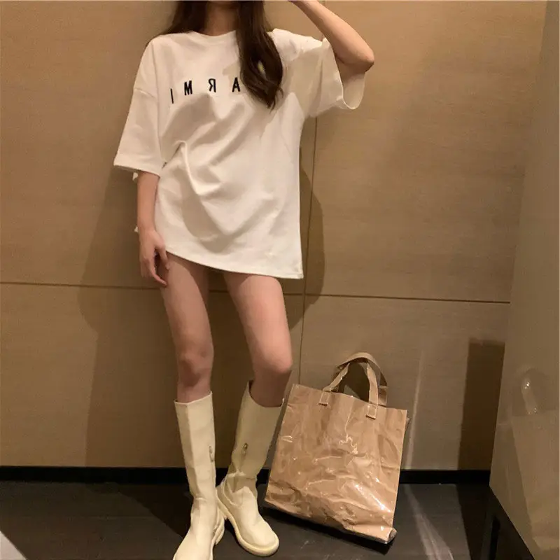 Women Black Letter T-Shirt Mid Length Summer 2025 — feature 8