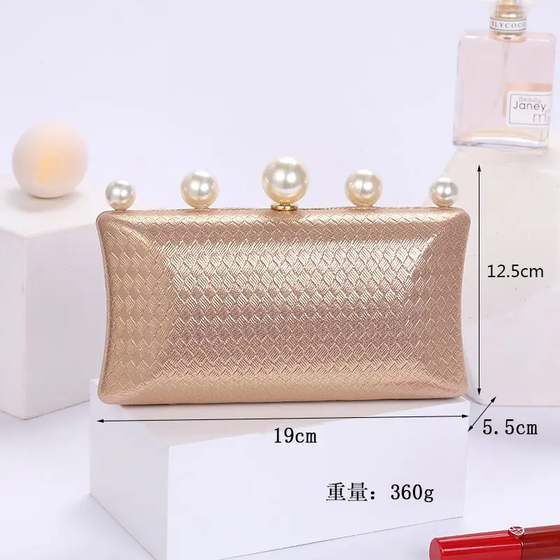 Retro Pearl Crossbody Evening Bag Women's Textured Chain - Image 5