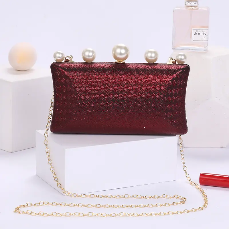 Retro Pearl Crossbody Evening Bag Women's Textured Chain - Image 6