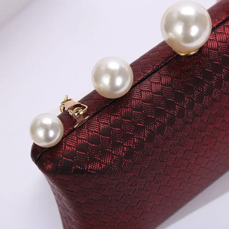 Retro Pearl Crossbody Evening Bag Women's Textured Chain - Image 7