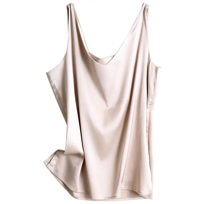 Black V-Neck Acetate Silk Camisole Large
