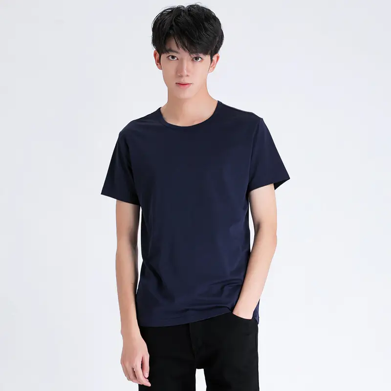 Men Navy T-Shirt Round Neck Loose Fit Plus Size
