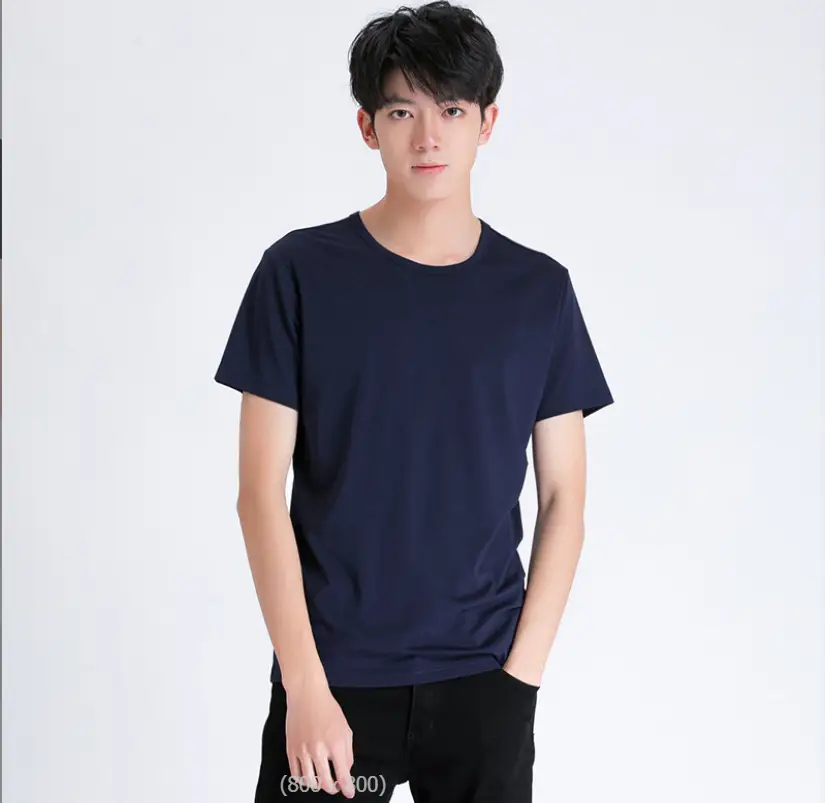 Men Navy T-Shirt Round Neck Loose Fit Plus Size