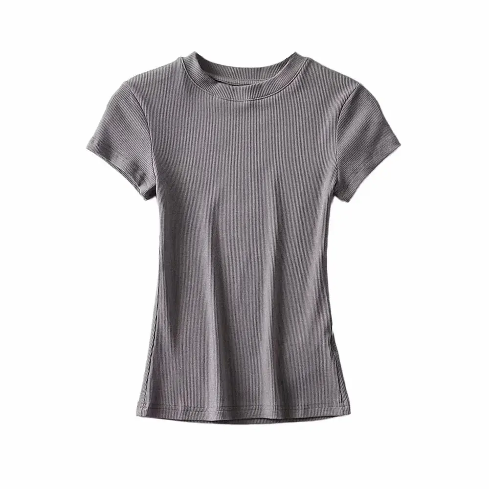 Women White Stretch Slim Fit T-Shirt Short Sleeve