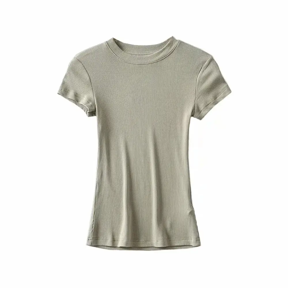 Women White Stretch Slim Fit T-Shirt Short Sleeve