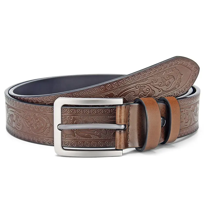 Black Retro Embossed Men's Belt 3.8CM - Image 2