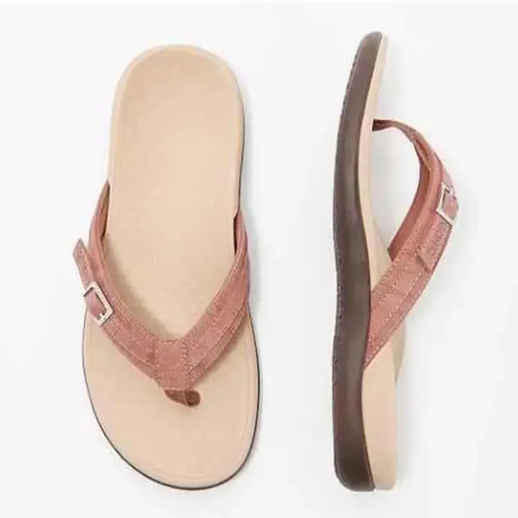Women Blue Flat Sandals 2024 Summer Casual Flip Flops