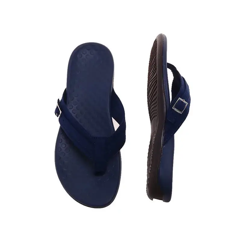 Women Blue Flat Sandals 2024 Summer Casual Flip Flops