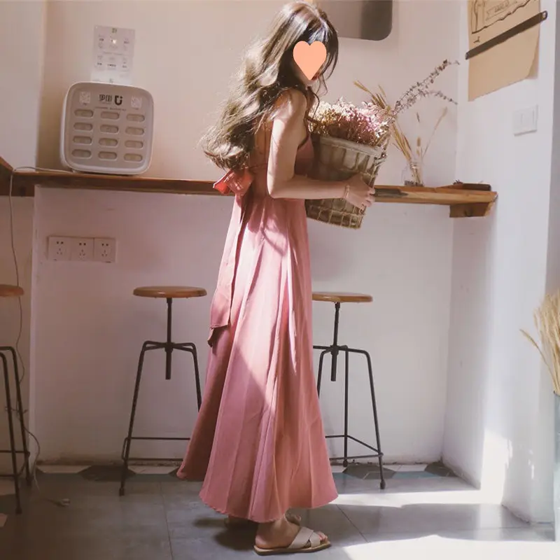 Pink Backless Slip Dress for Women Summer Wear - Image 5
