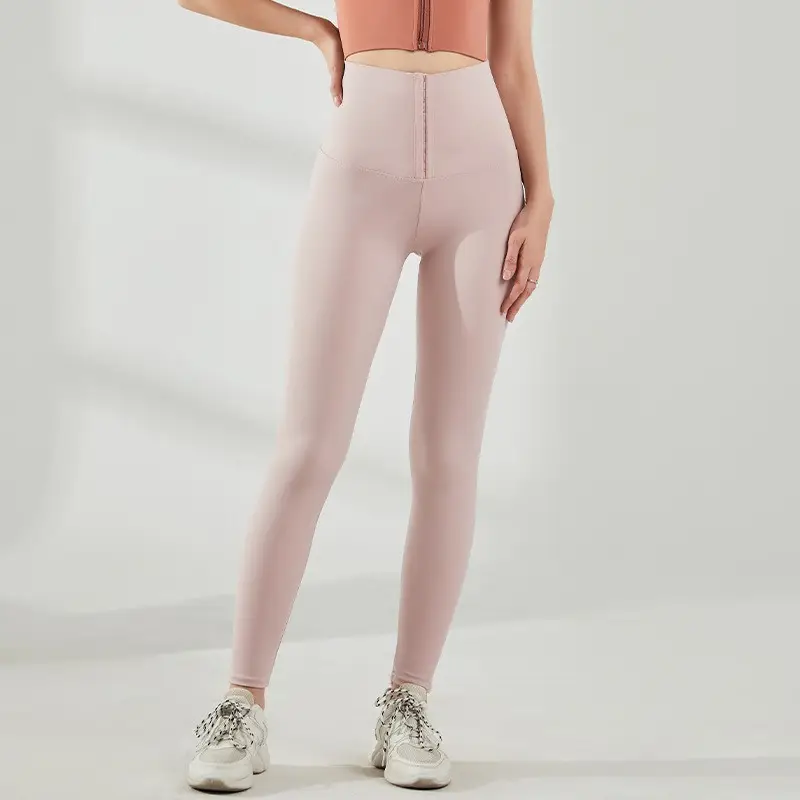 Women High Waist Elastic Sports Pants Maroon - Image 5