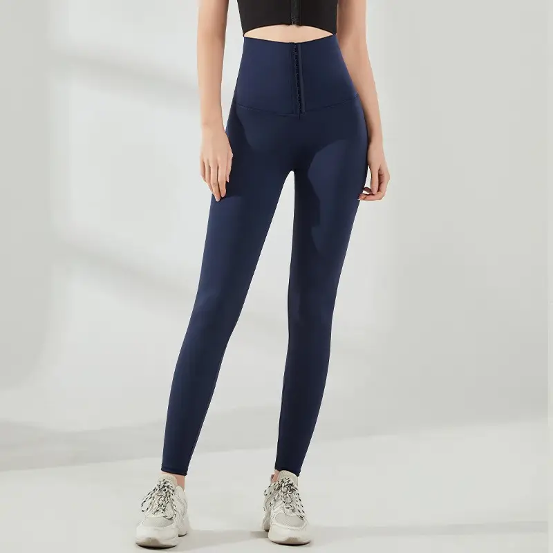 Women High Waist Elastic Sports Pants Maroon - Image 6