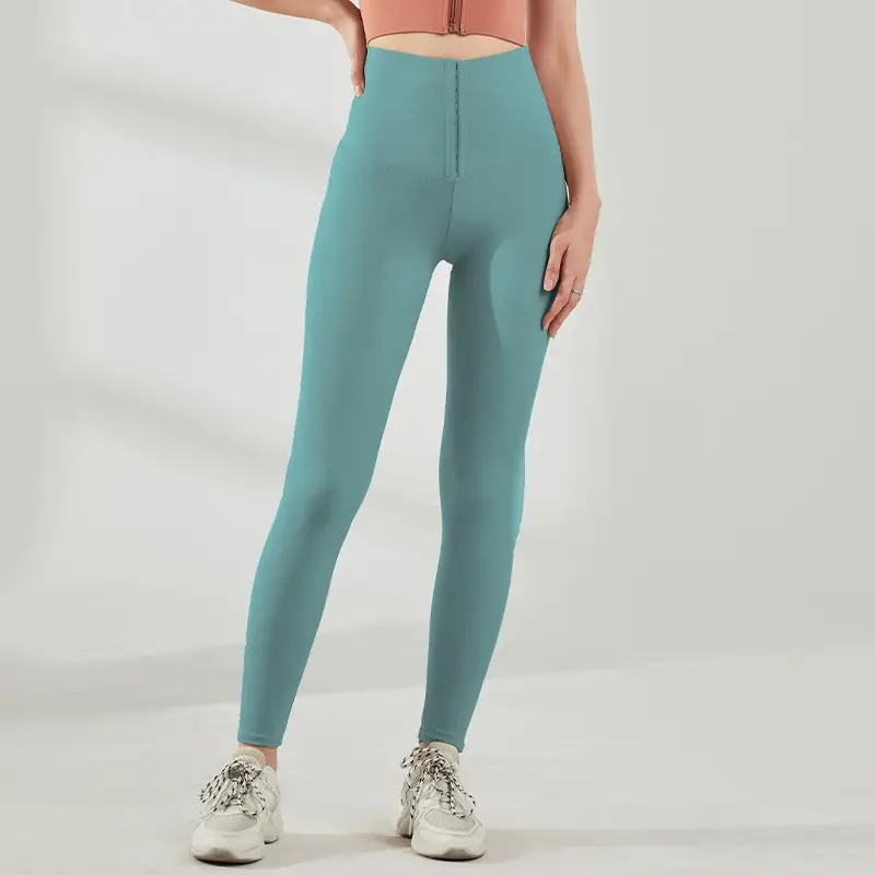 Women High Waist Elastic Sports Pants Maroon - Image 7