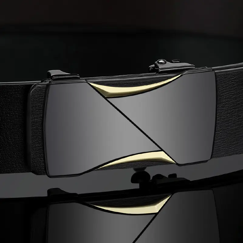 Men's Genuine Leather Toothless Belt Black All-match - Image 6