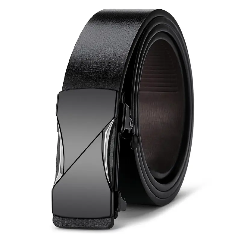 Men's Genuine Leather Toothless Belt Black All-match - Image 2