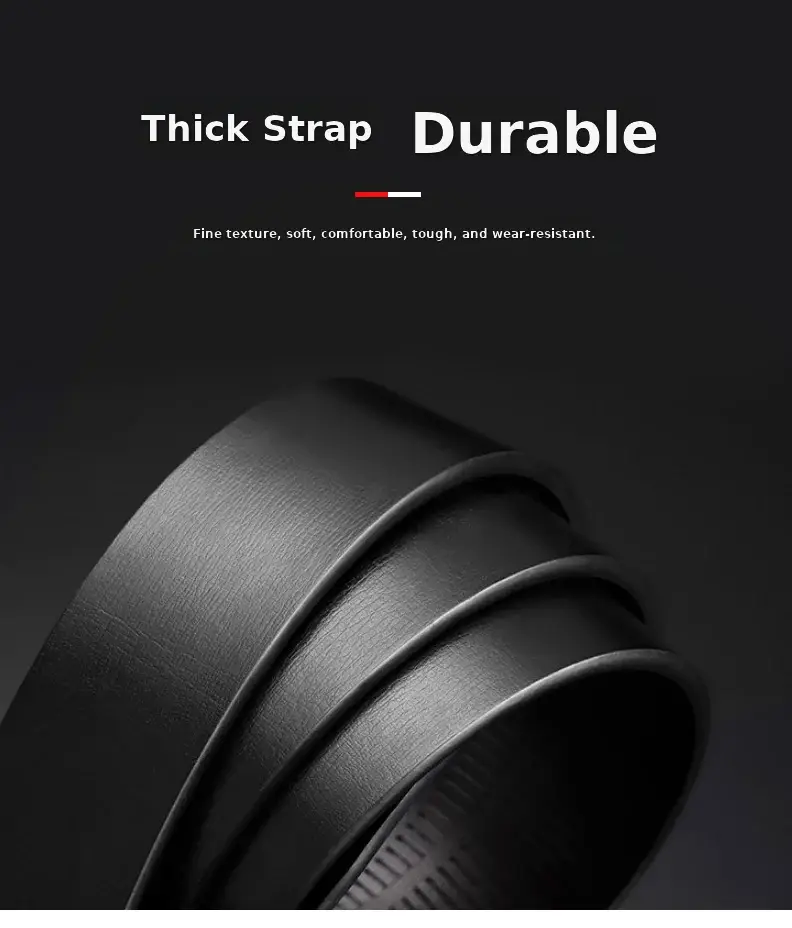 Men's Genuine Leather Toothless Belt Black All-match — feature 8