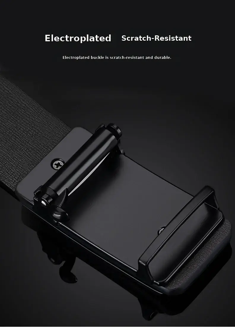 Men's Genuine Leather Toothless Belt Black All-match — feature 9
