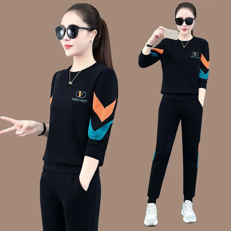 Women Sports Suit Red Black Sweatshirt Set Plus Size - Image 8