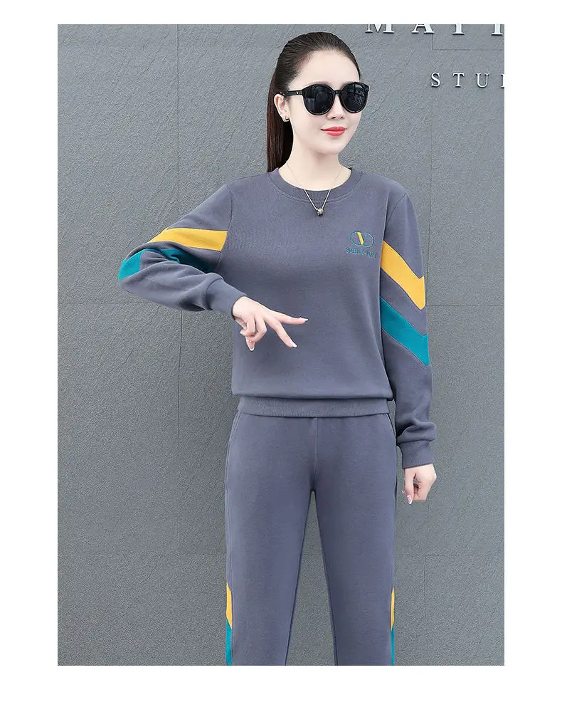 Women Sports Suit Red Black Sweatshirt Set Plus Size — feature 15