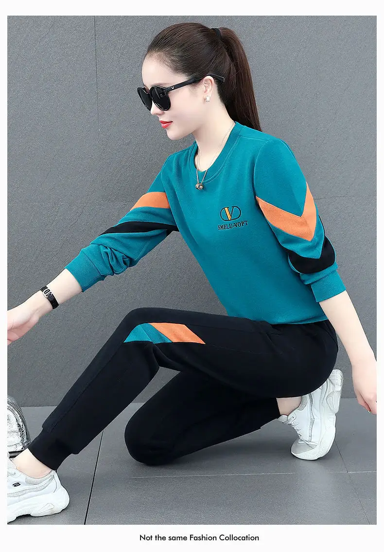 Women Sports Suit Red Black Sweatshirt Set Plus Size — feature 17