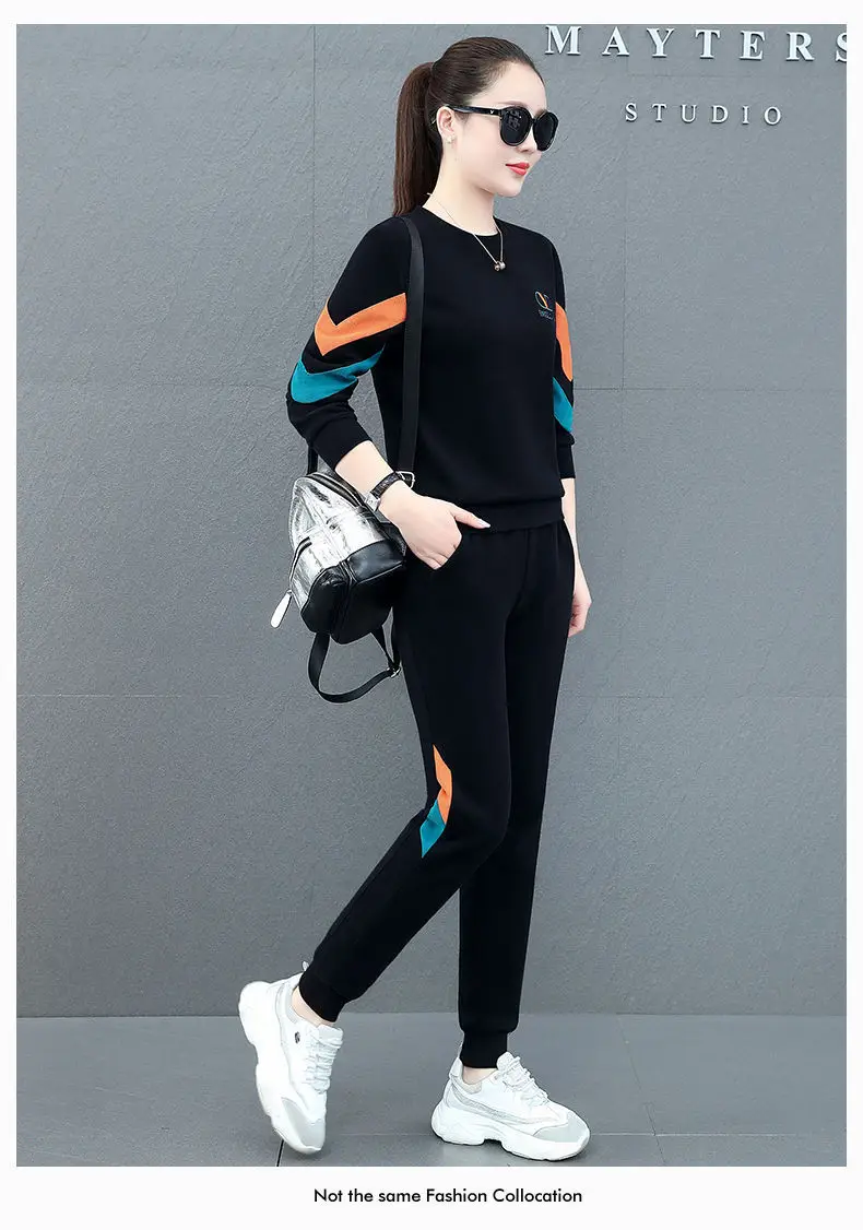 Women Sports Suit Red Black Sweatshirt Set Plus Size — feature 22