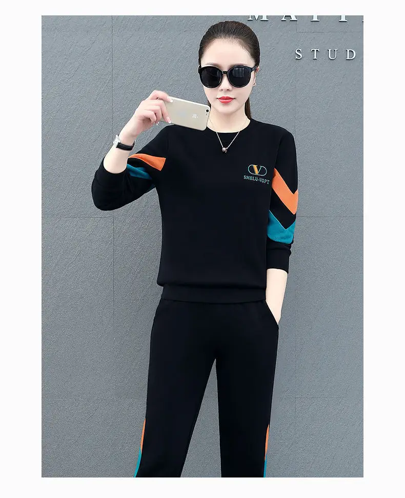Women Sports Suit Red Black Sweatshirt Set Plus Size — feature 23