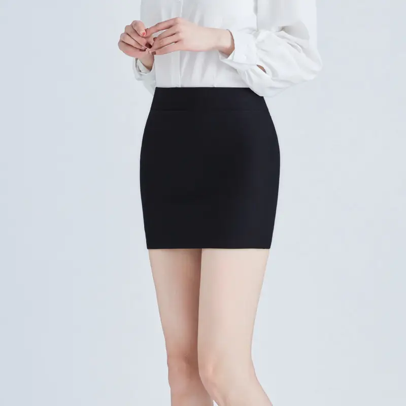 Black Stretch Hip Skirt High Waist Slim Fit Large - Image 10