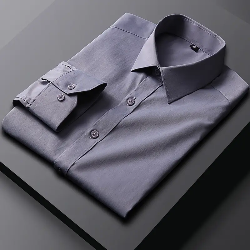 Spring New Breathable Formal Men's Shirts Embroidered Logo Wholesale - Image 8