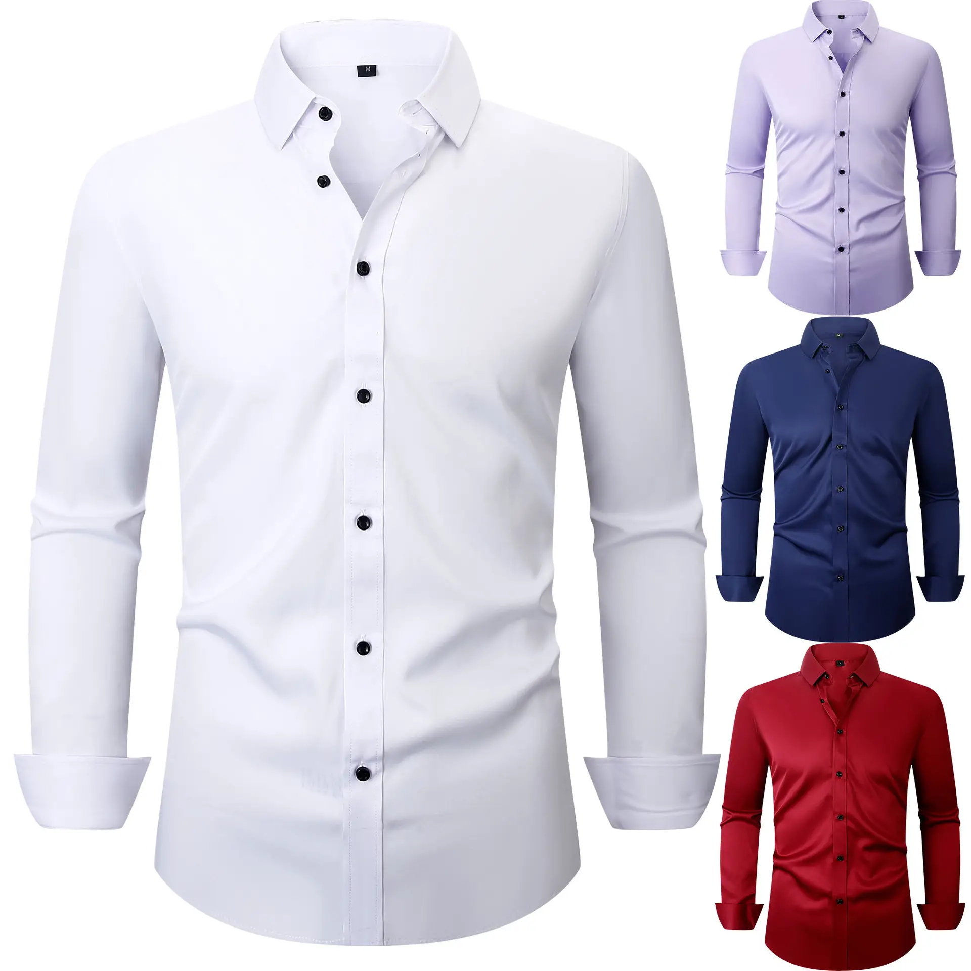Spring New Breathable Formal Men's Shirts Embroidered Logo Wholesale — feature 1
