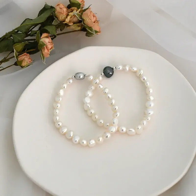 925 Silver Pearl Alien Baroque Bracelet