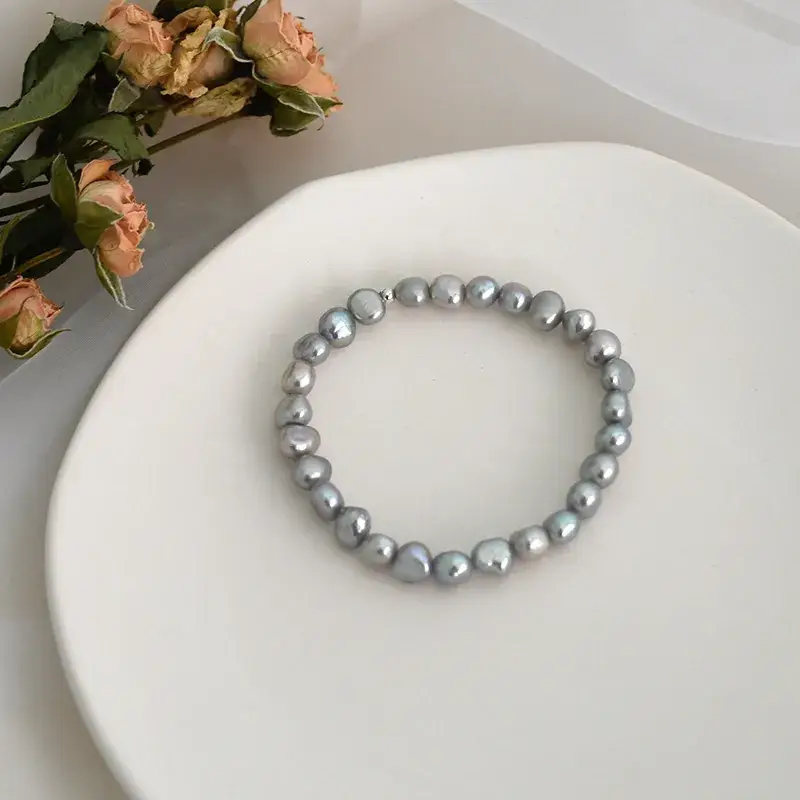 925 Silver Pearl Alien Baroque Bracelet