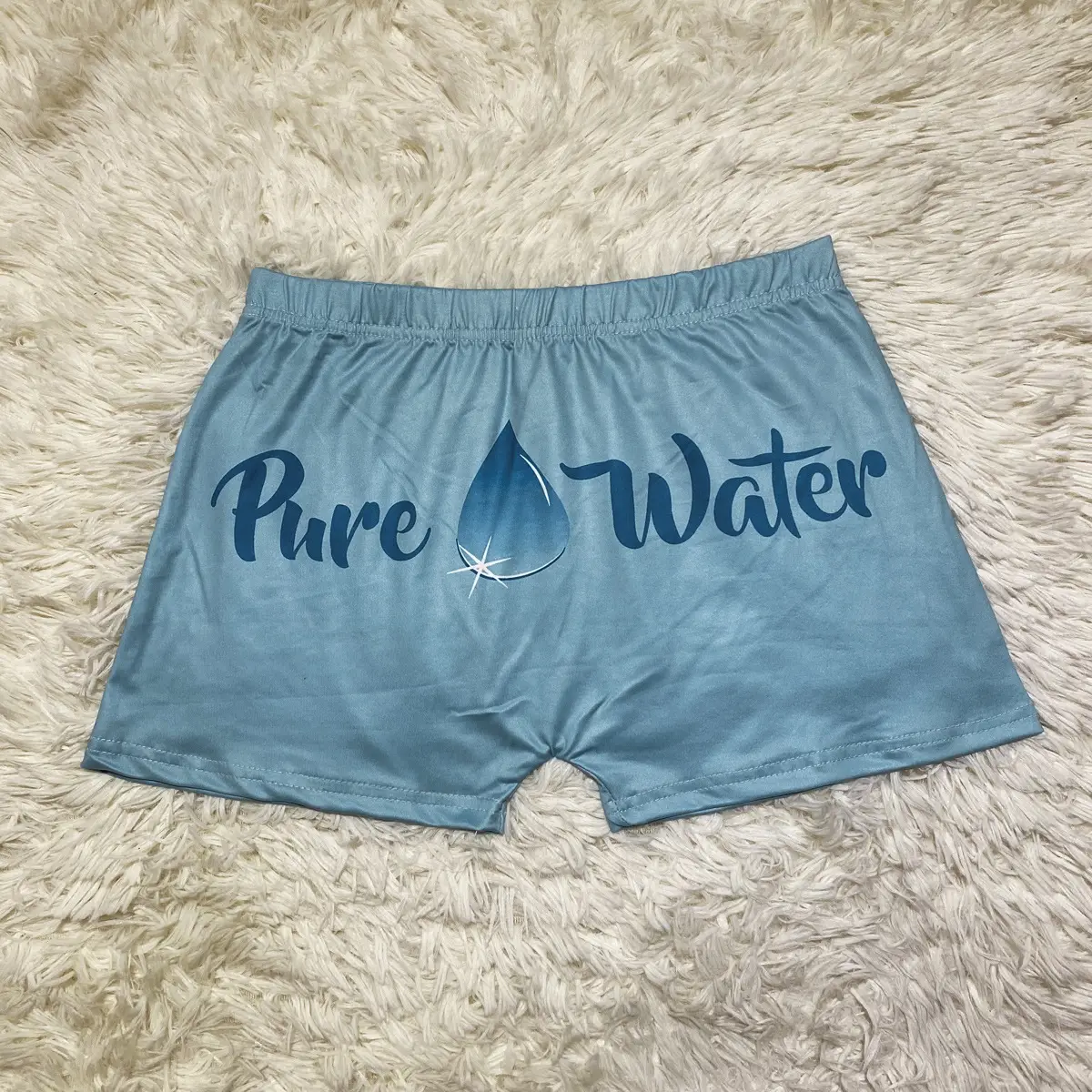 Women's Blue Printed Tight Shorts Pure Water Design - Image 9