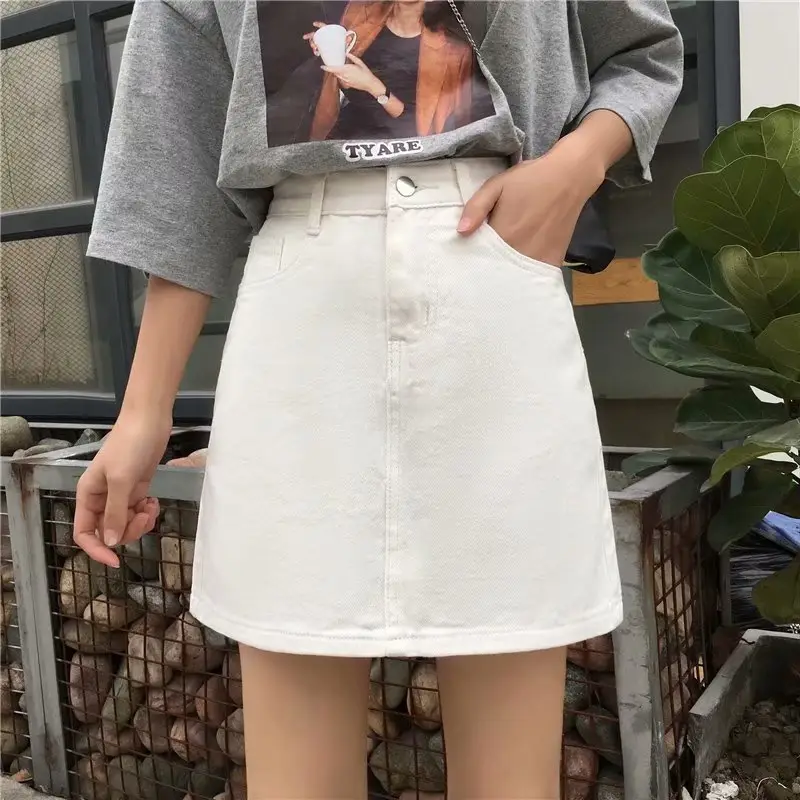 Black Denim High Waist Skirt for Women - Image 6