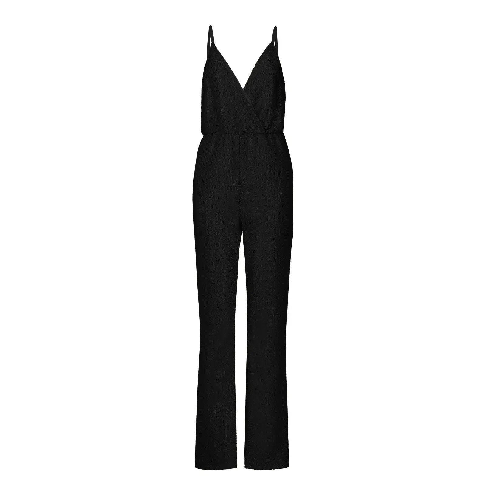 Black Skinny Slim Fit Sequin V-Neck Jumpsuit for Women — feature 3