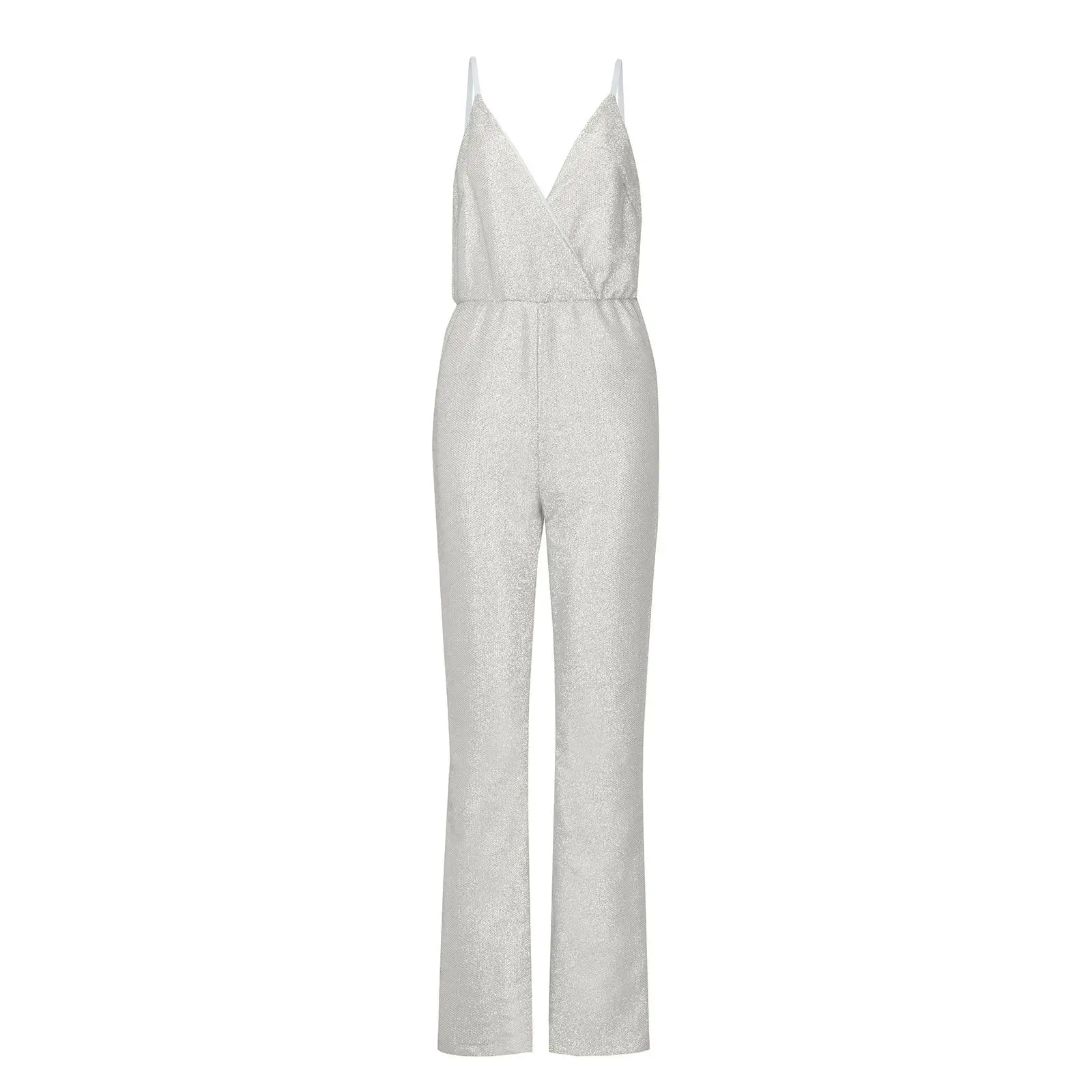 Black Skinny Slim Fit Sequin V-Neck Jumpsuit for Women — feature 9