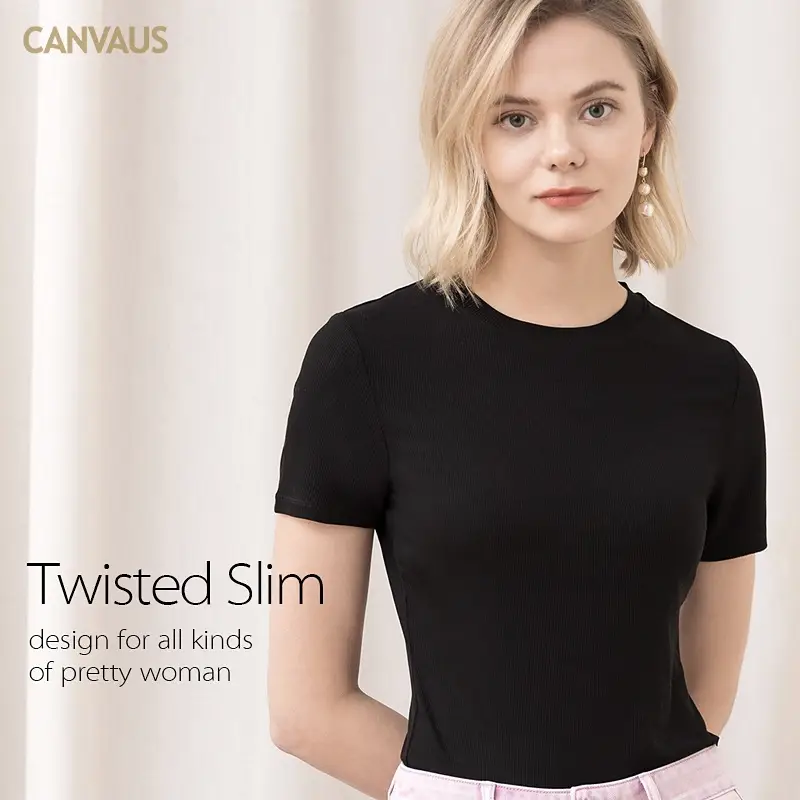 Women's New Round Neck Slim Fit T-Shirt Brown